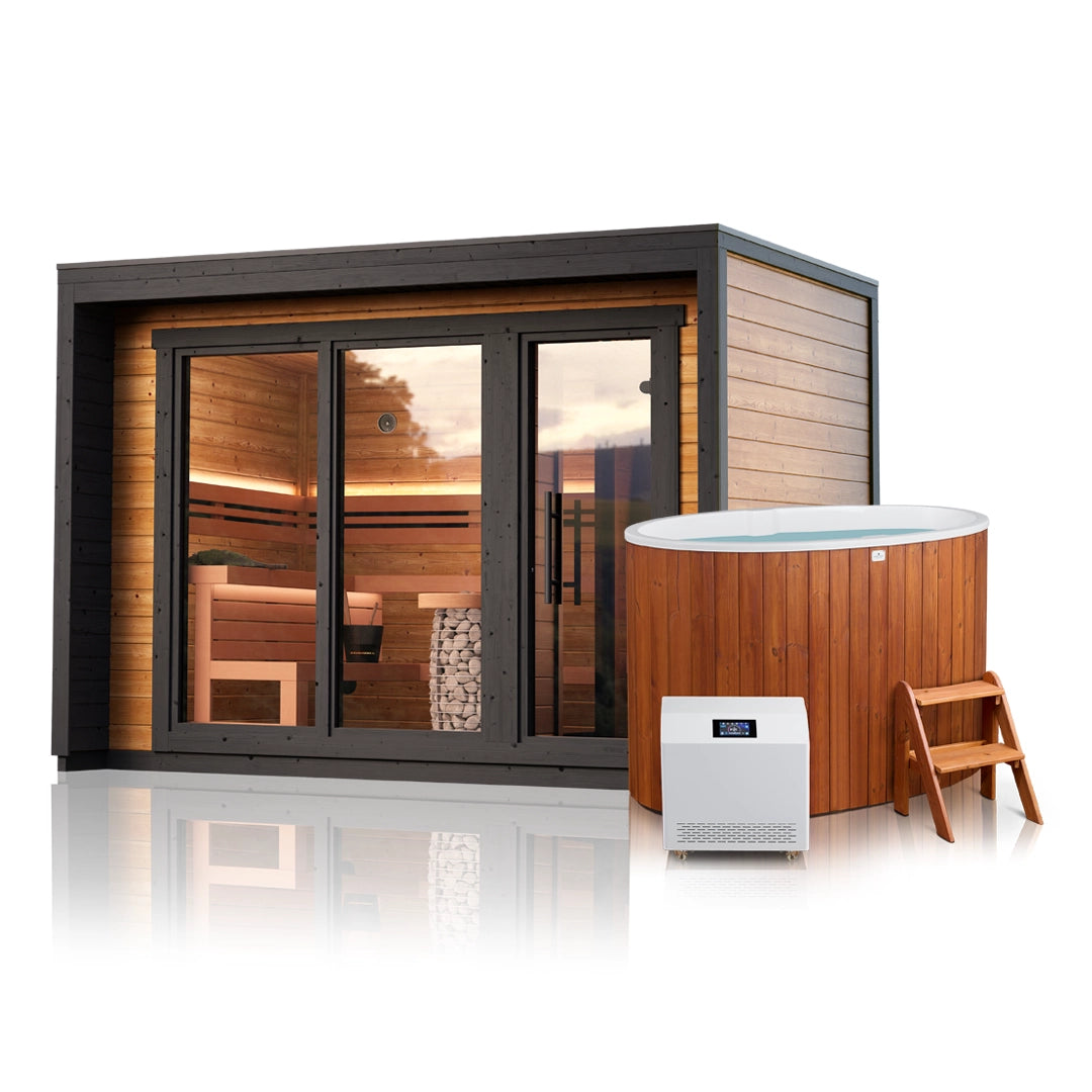Leil® Patio M Cabin Sauna With Huum Hive Mini WIFI Heater & 2 Person C ...