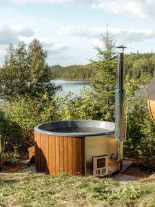 Terra S Modern Cabin Sauna With Huum Hive Mini WIFI Heater & Wood-Fired Hot Tub Bundle