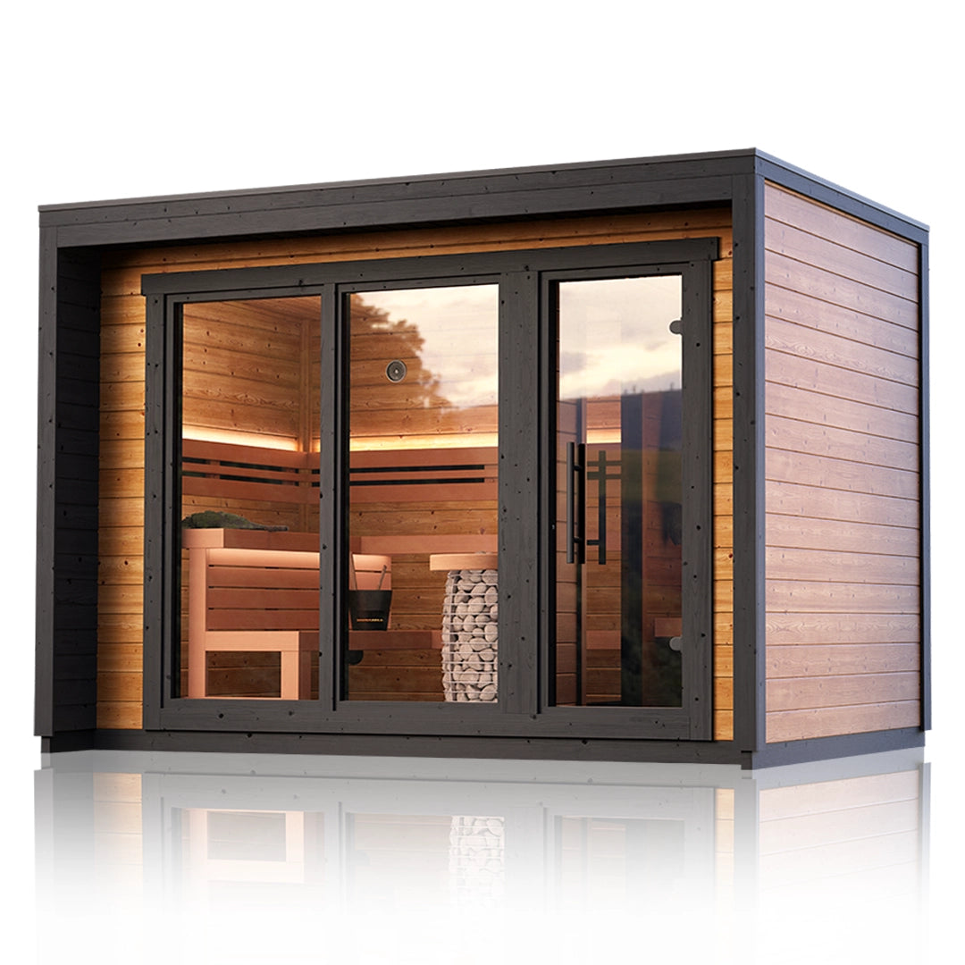 Leil® Patio M Outdoor 5-Person Cabin Sauna with Changing Room ...