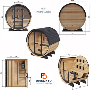 Finnmark Infrared & Traditional Finnish Barrel Sauna (6x6)