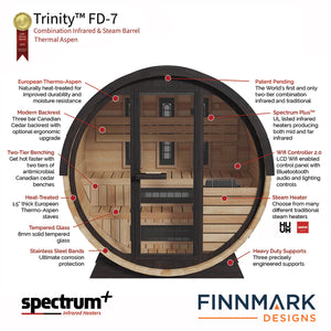 Finnmark Infrared & Traditional Finnish Barrel Sauna (6x6)