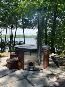 Boreal Thermo Cabin Sauna With Huum Hive Mini WIFI Heater & Scandinavian Wood-Burning Hot Tub Bundle