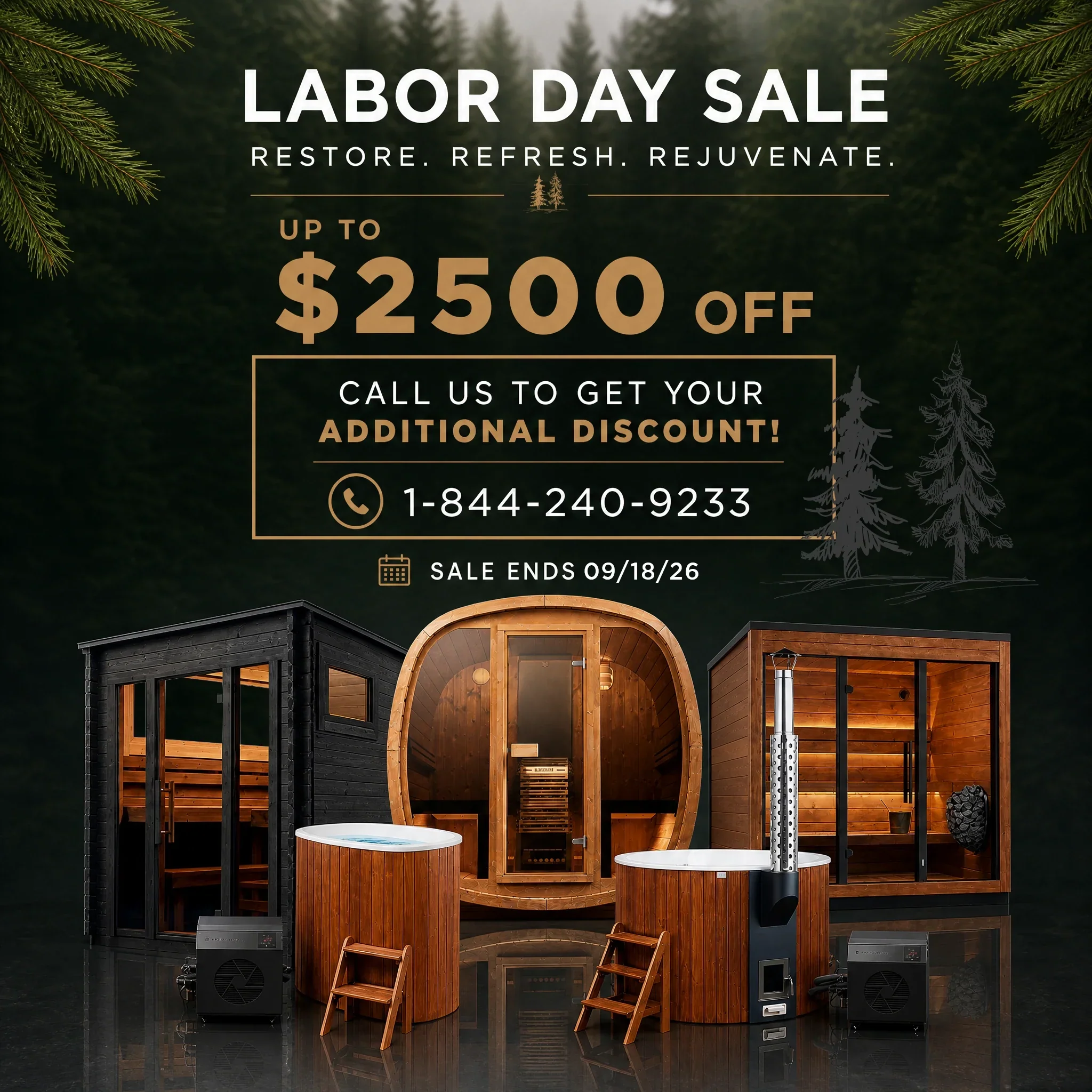 Scandinavian Eclipse | 2–3 Person Outdoor Cube Sauna (7x4