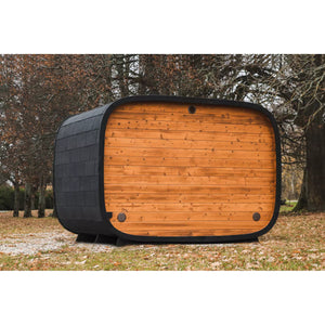 Round Cube Double Outdoor Cabin Sauna With Changing Room (L-Bench)