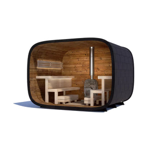 Large Round Cube Outdoor Cabin Sauna For 6-8 People (Facing Benches)