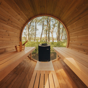 Scandinavian Solstice Outdoor Barrel Sauna (7x7)